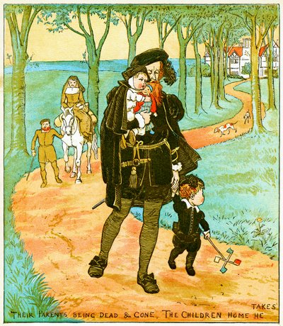 The Parents Being Dead and Gone, the Children Home He Takes, Illustration for Babes in the Wood by Randolph Caldecott